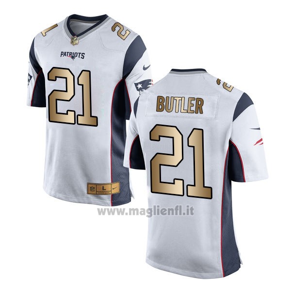 Maglia NFL Gold Game New England Patriots Butler Bianco